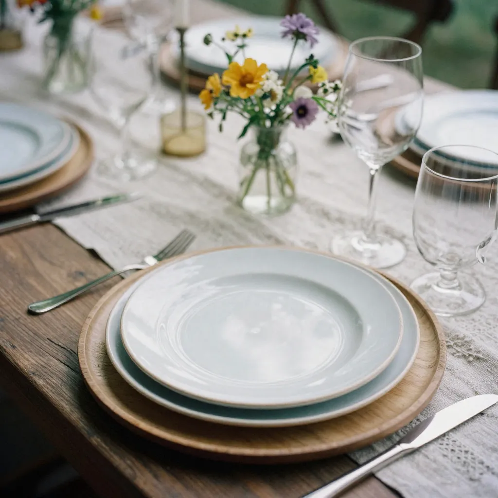 Rustikale Tafelarrangements mit keramischen Elementen