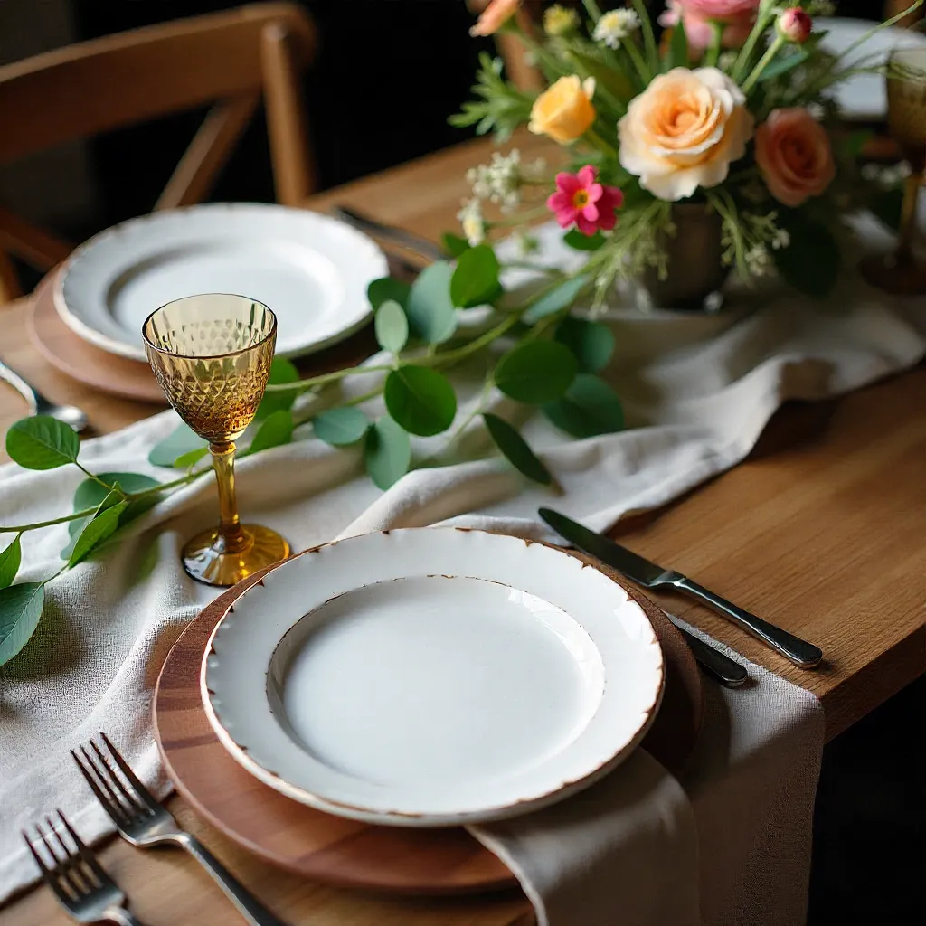 Ländliche Tischdekoration mit natürlichen Materialien